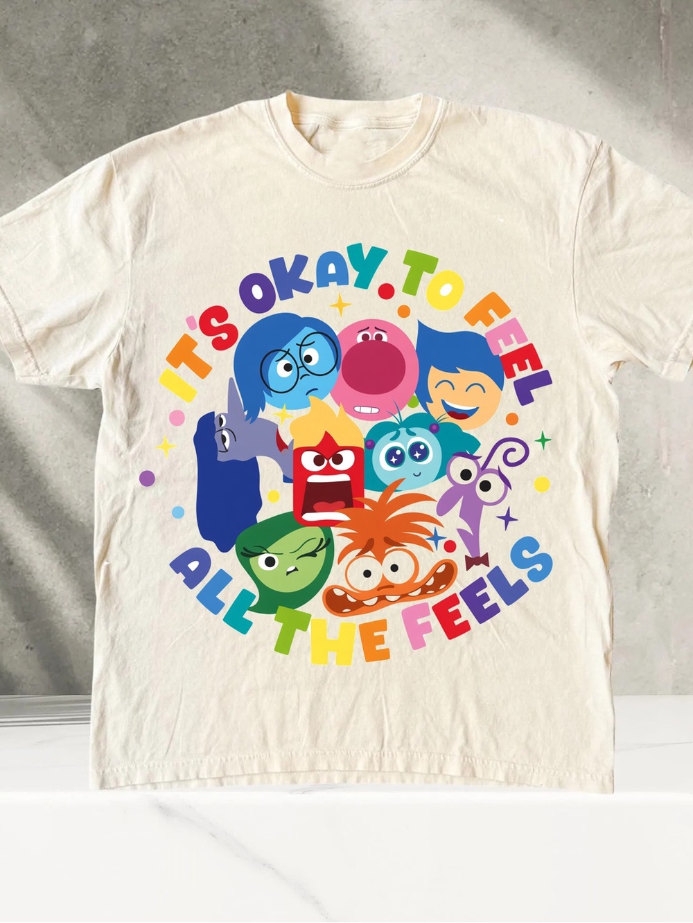 It's Okay to Feel all the Feels Shirt, Emotions Graphic Tee - unisex Off White